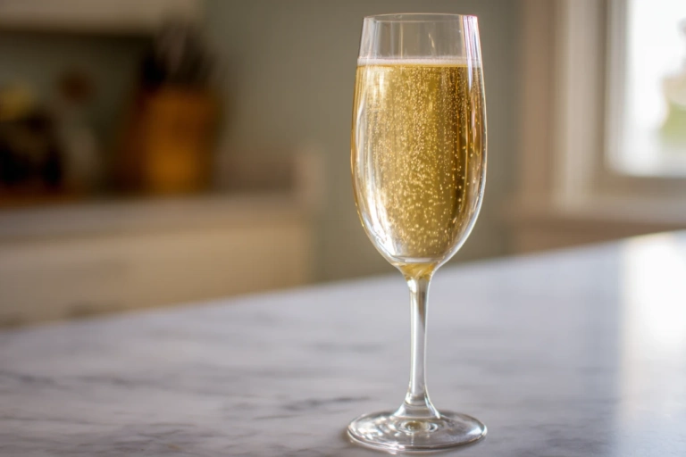 Glas med italiensk spumante och synliga bubblor
