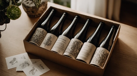 Bon Vivant Club naturvinslåda med sex flaskor och producentkort