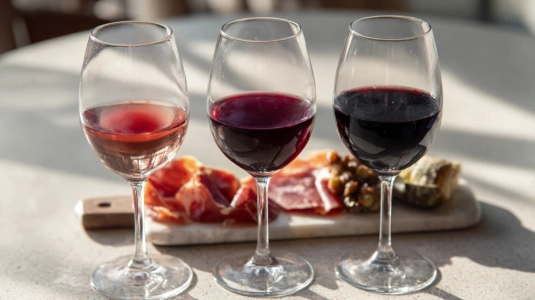 Tre glas Pinot Noir i olika nyanser från Bourgogne, Nya Zeeland och Chile