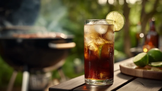 Dark and Stormy med mörk rom och ingefärsöl vid grillen