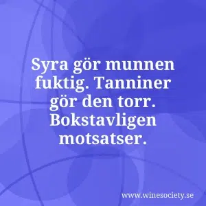 Syra gör munnen fuktig. Tanniner gör den torr. Bokstavligen motsatser.