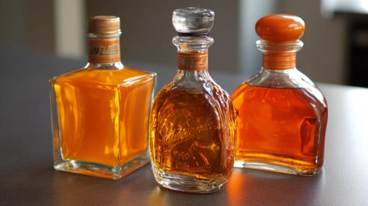 Cointreau, triple sec och Grand Marnier bredvid varandra för jämförelse