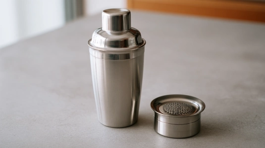 Boston tin-on-tin shaker i rostfritt stål med de två delarna separerade