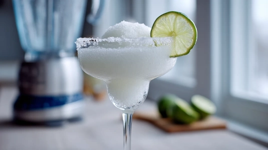 Frozen margarita med slushig konsistens serverad i glas