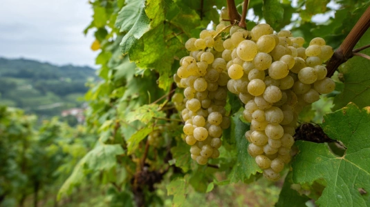 Glera-druvor på vin i en vingård i Veneto