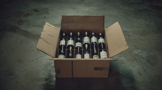 Kolli med naturvinsflaskor från specialimportör