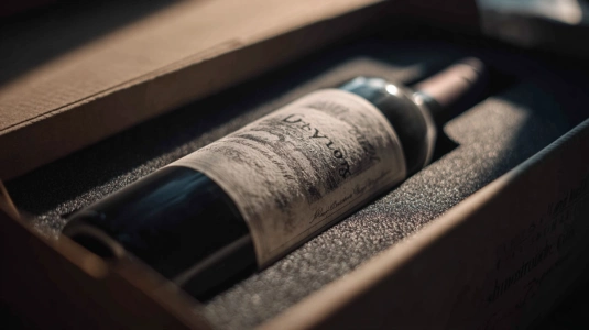 Premiumvinflaska från Philipson Wine i temperaturskyddad förpackning