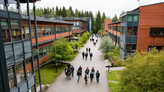 Campusmiljö vid Grythyttan med studentaktivitet