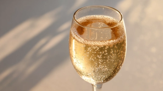 Moscato d'Asti i glas med synliga bubblor