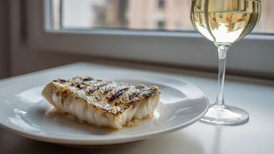 Grillad fisk med glas albariño