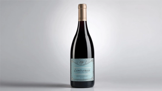 Lambrusco-flaska med DOC-märkning på etikett