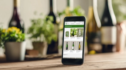 Mobilskärm med Systembolagets sökfilter för ekologiskt vin